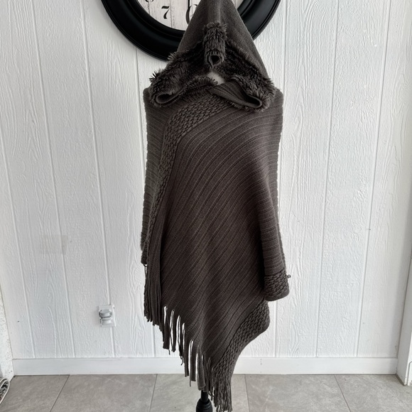 Asymmetrical Fringed Poncho - Picture 1 of 5